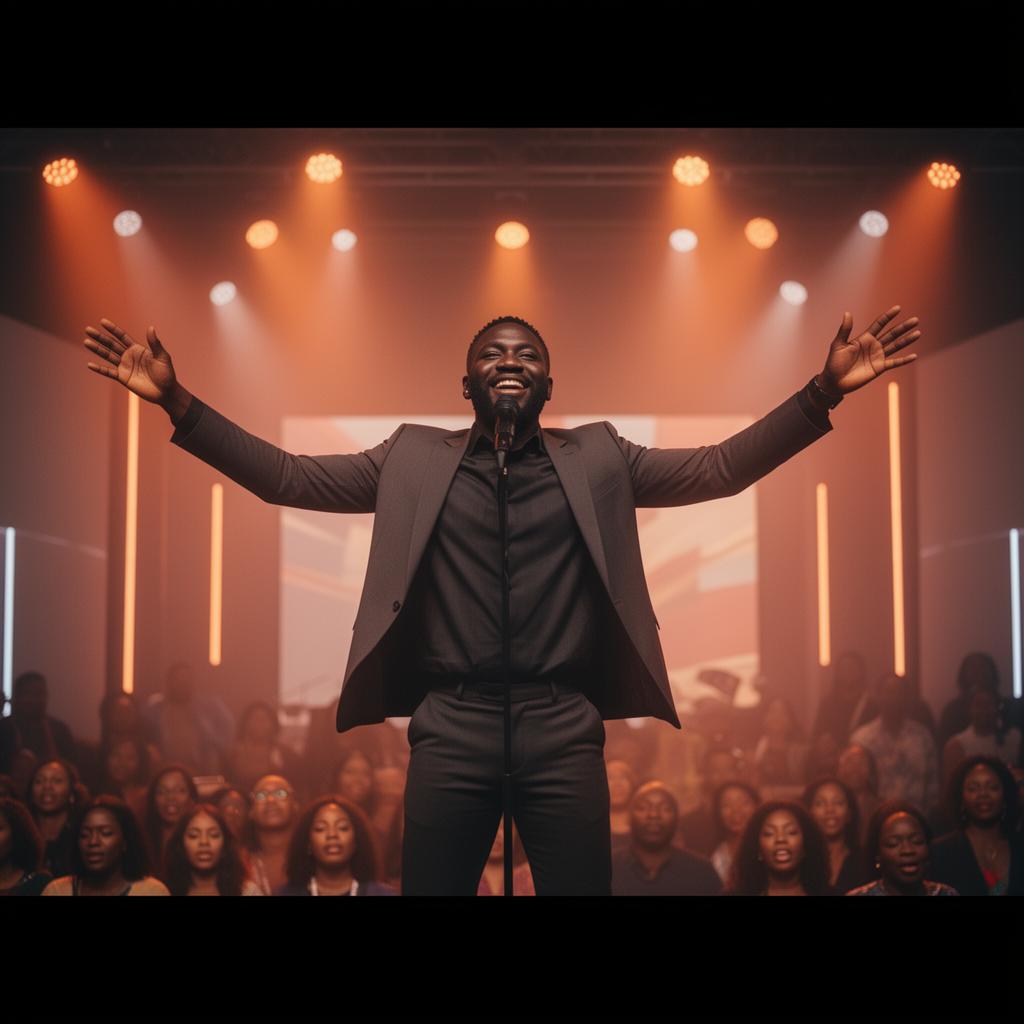 Worship leader on stage at Resurrection Chapel